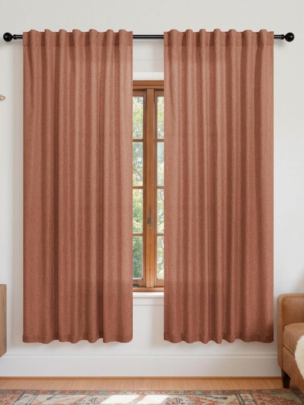 Aztec Curtains for Bedroom,Indian Boho Farmhouse Style Linen Sheer Southwest Sou